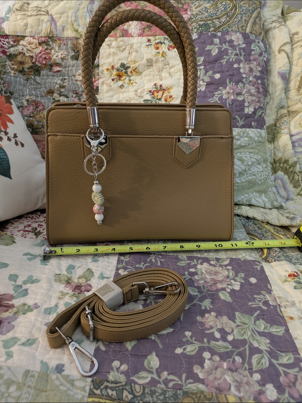 Classic Tan Women’s Handbag with Braided Handles
